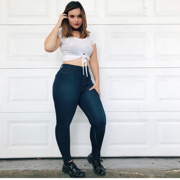 dark blue jeans fashion nova